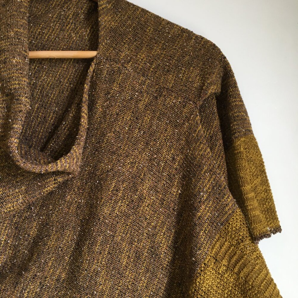 Bill Baber Scotland Linen Cotton Knit Cape Shawl Harvest Gold One Size - Picture 8 of 16